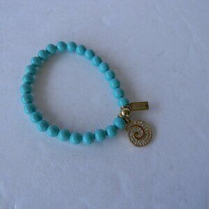 COACH TURQUOISE BEADED FAUX DIAMOND/CRYSTAL CHARM BRACELET
